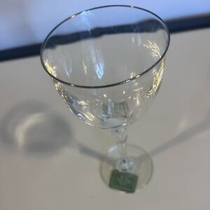 1 LENOX Rhythm Crystal Goblet Silver Platinum Rim Twisted Stem Wine Glass 8.5”